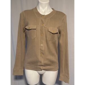 Esprit Tan Utility Button Front Sweater - Medium